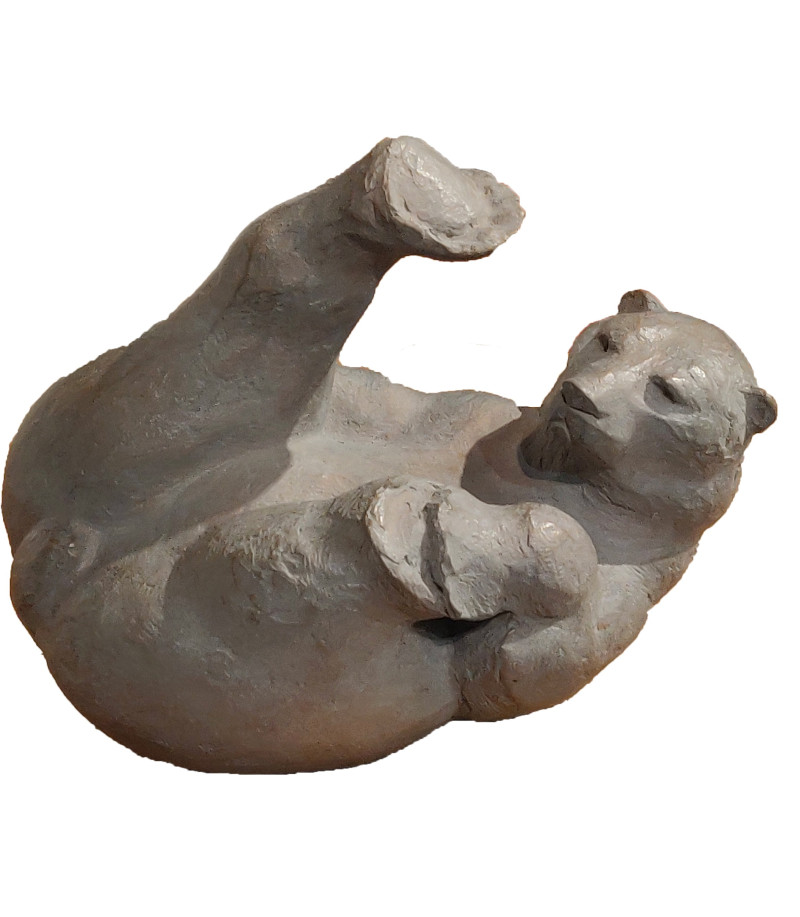 Sculpture bronze Culbuto Ours blanc Bodin