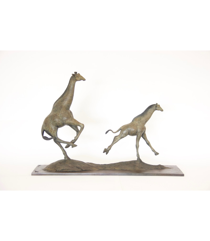 Sculpture bronze Fuite des girafes Bodin