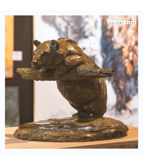 Sculpture bronze L'ours philosophe Bodin 3