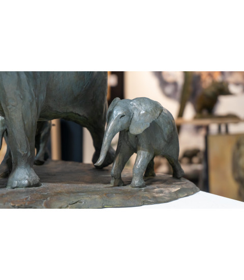 Sculpture bronze elephants aventi Bodin details 2