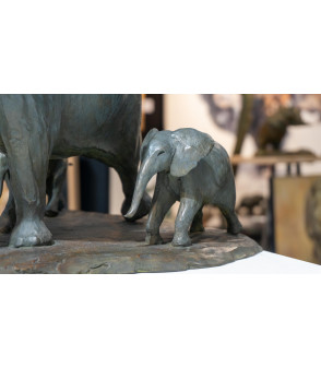 Sculpture bronze elephants aventi Bodin details 2