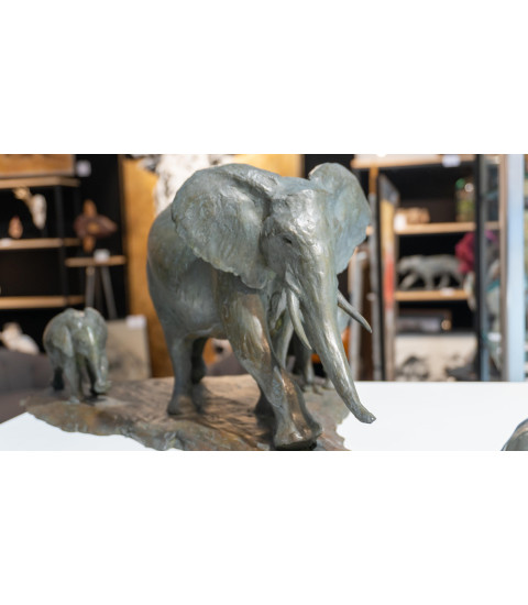 Sculpture bronze elephants aventi Bodin details 3