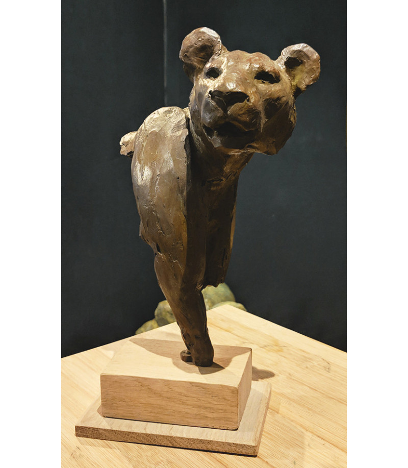 Sculpture bronze Tete de lionne Bodin