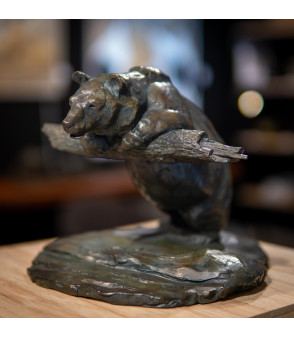 Sculpture bronze L'ours philosophe Bodin 2