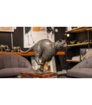 Sculpture bronze Le tigre au galop profil 2 Bodin