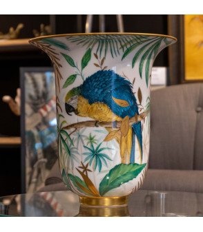 Vase Tropical Jungle Parrots details Aude de Boisjan