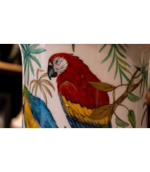 Vase Tropical Jungle Parrots details 5 Aude de Boisjan