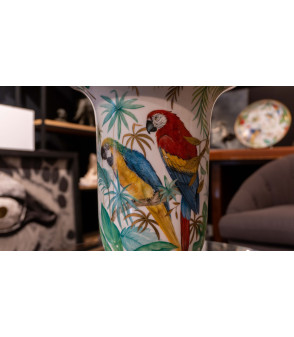 Vase Tropical Jungle Parrots details 8 Aude de Boisjan