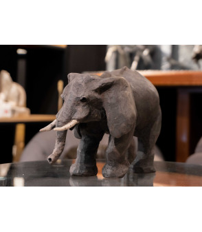 Eléphant, sculpture raku, par Francine Mellier 2