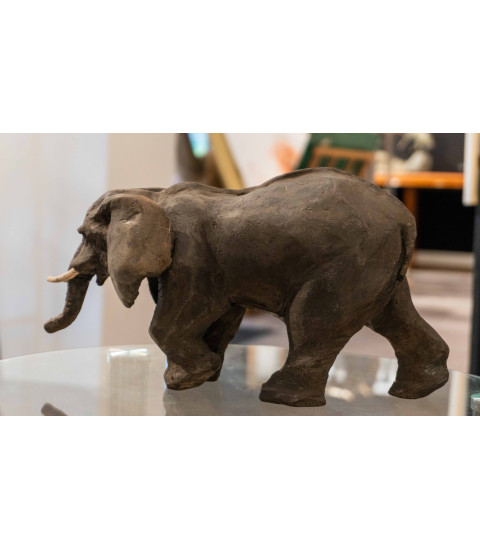 Eléphant, sculpture raku, par Francine Mellier 5