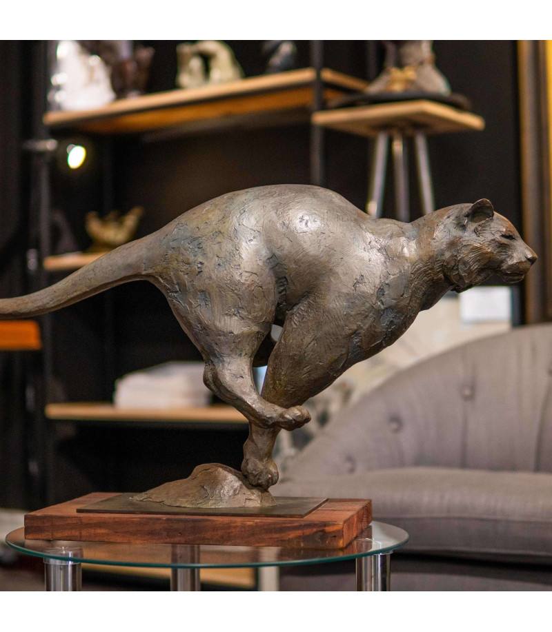 Sculpture bronze Le tigre au galop profil Bodin