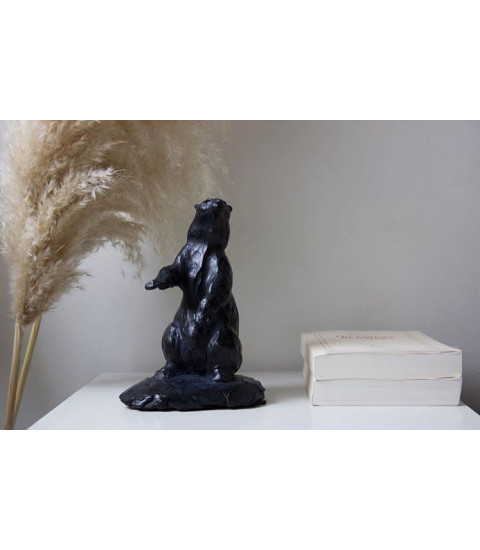 Sculpture bronze ourse blanc assise 3 Bodin