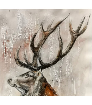Profil de Cerf_Dessin_Aquarelle_Estelle_Rebottaro_Artiste_Animalier_Animal_Art_Gallery_Paris