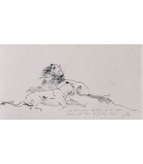 dessin encre sur papier zoom lionne - Kutchya et sa soeur - Julie Salmon_Animal_Art_Gallery_Paris