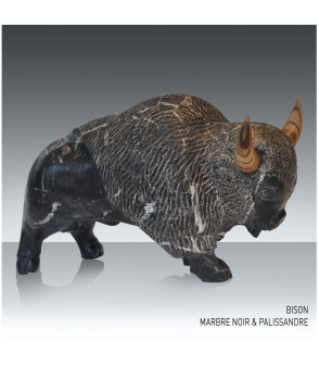 sculpture marbre bison Yann Fustec