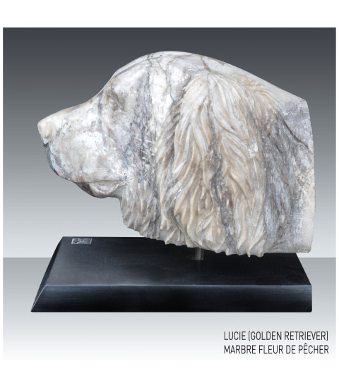 sculpture marbre chien lucie Yann Fustec
