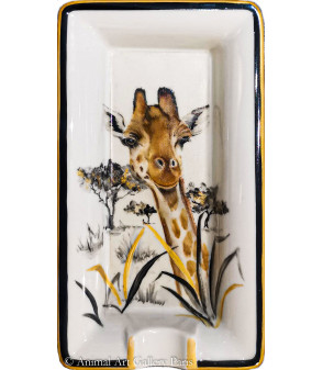 Peinture porcelaine vide poche cigare Girafe de Boisjan