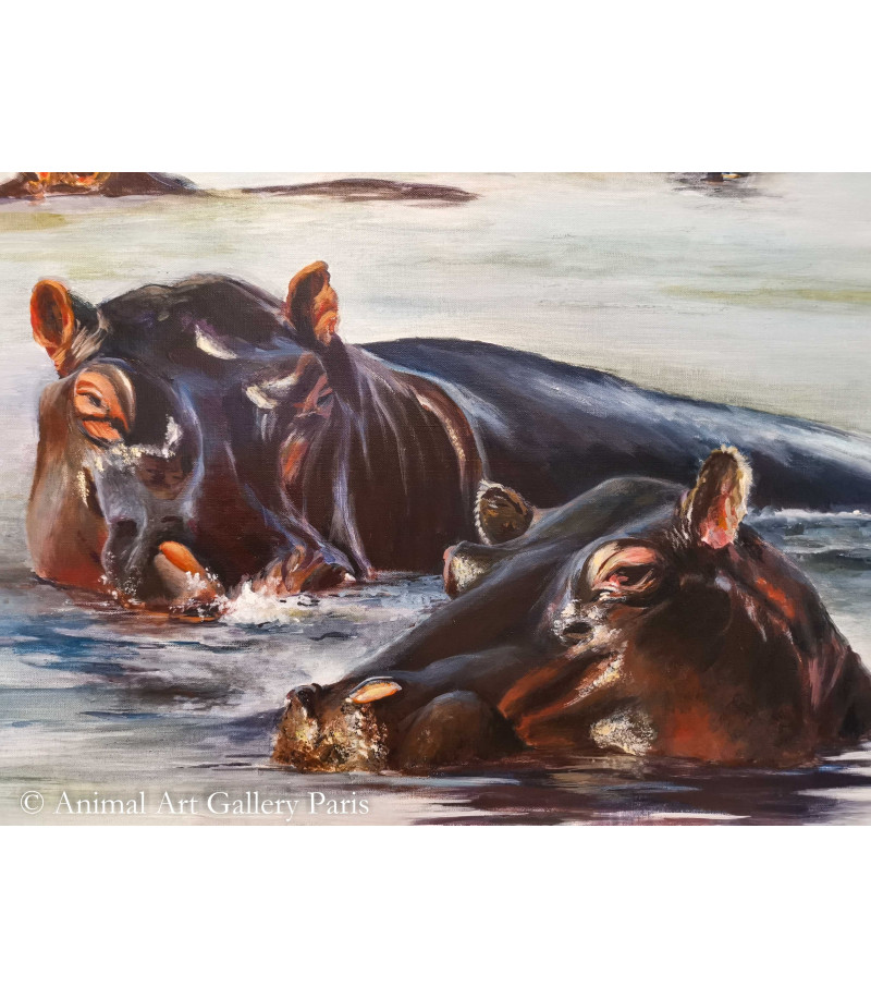 Peinture Acrylique sur lin Hippos Dussaux 3