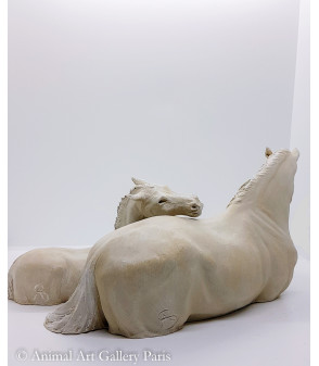 Sculpture animaliere chevaux A la mere 
 de dos 2 Axelle Safran