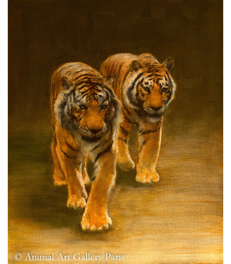 Peinture Deux tigres - artiste animalier Igor Ly