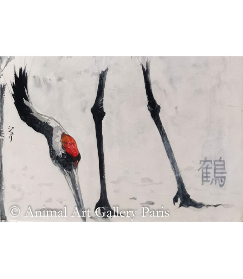 Peinture_grues_du_japon_5_Julie_Salmon_artiste_animaliere4_Animal_Art_Gallery_Paris