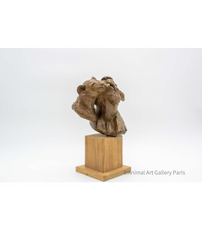 Sculpture bronze lions barbouille Bodin details 6