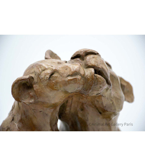 Sculpture bronze lions barbouille Bodin details 8