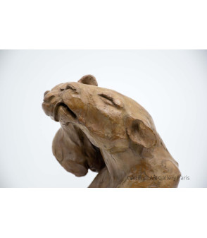 Sculpture bronze lions barbouille Bodin details 12