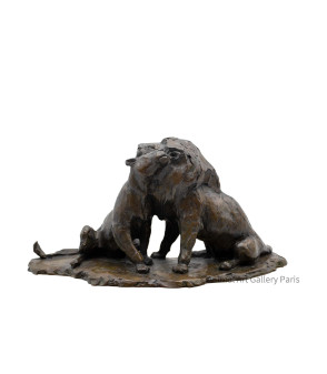 Sculpture_Bronze_Couple_Lion_Lionne_Tendre_homme_Bodin_Artiste_Animalier_1