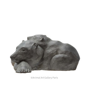 Sculpture bronze ours maternite petit modele Bodin 3