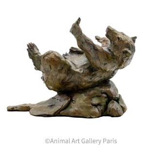 Tobogan, ours en bronze par Jean-Marc Bodin pour Animal Art Gallery Paris