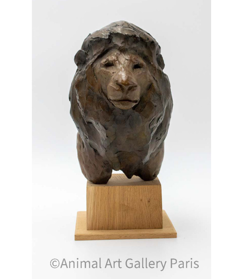 Sculpture bronze tete de lion Bodin