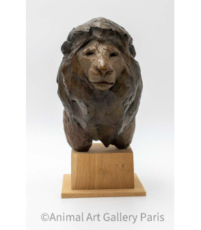 Sculpture bronze tete de lion Bodin