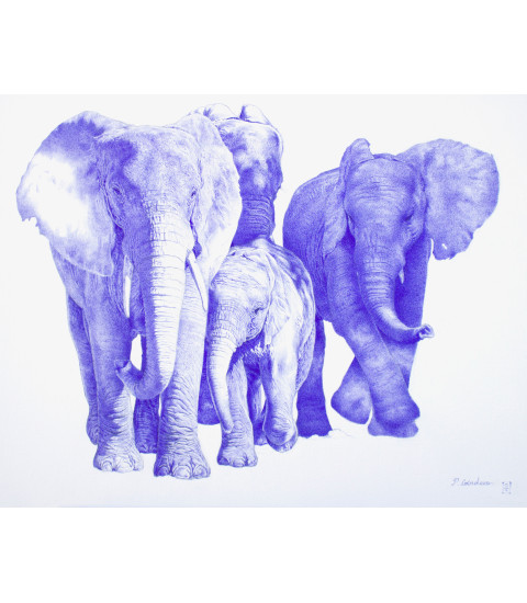 Une famille d'éléphants par Pauline Cocordano pour Animal Art Garllery Paris