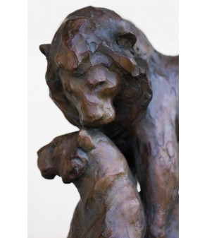 Le repos du guerrier couple de lions par Jean-Marc Bodin pour Animal Art Gallery Paris