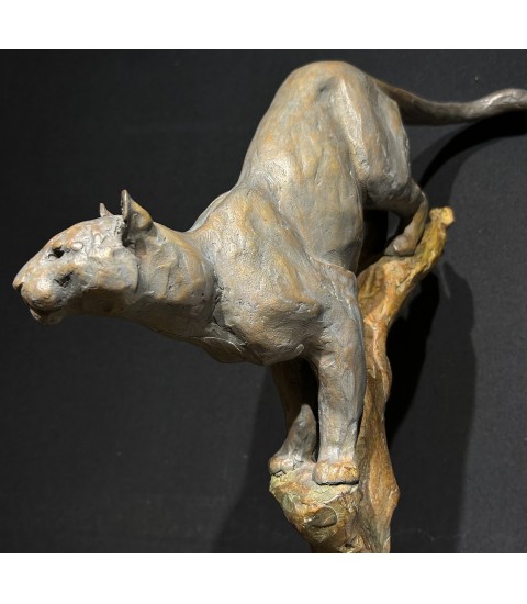 "Saute-Mouton" (puma) sculpture en bronze, par Jean-Marc Bodin pour Animal Art Gallery Paris
