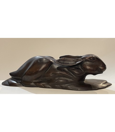 Lièvre en bronze par Joachim Belmas pour Animal Art Gallery Paris