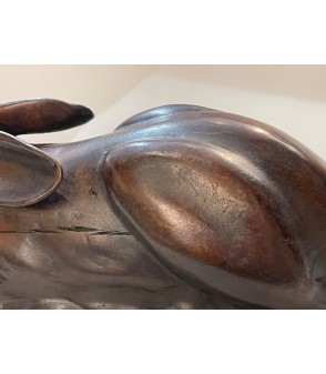 Lièvre en bronze par Joachim Belmas pour Animal Art Gallery Paris