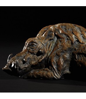 "With One Eye Open" (Phacochère, Warthog) par Mick Doellinger pour Animal Art Gallery Paris