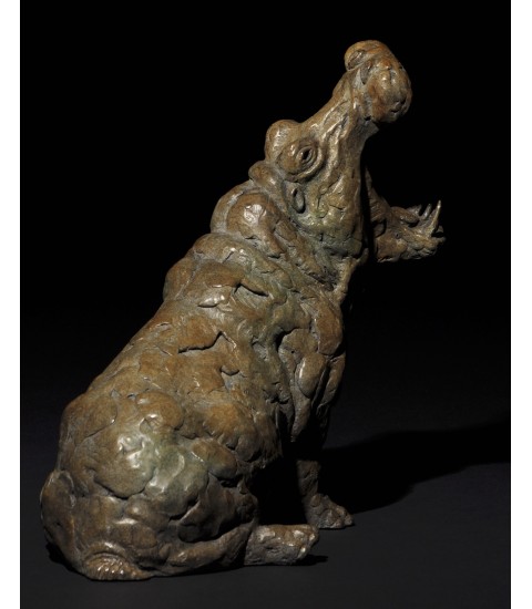 "LOUD MOUTH" (hippopotame),  sculpture en bronze réalisée par Mick Doellinger (USA) pour Animal Art Gallery Paris