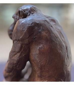 Le Sage, chimpanzé sculpture en bronze par Erick Aubry pour Animal Art Gallery Paris