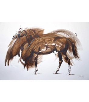 Arabian, cheval de course, par Hubert de Watrigant pour Animal Art Gallery Paris