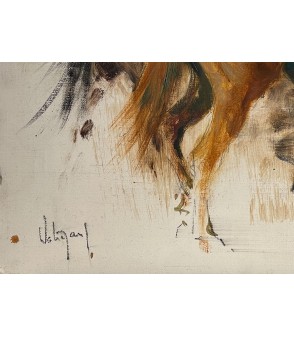 "Le départ" chevaux de selle par Hubert de Watrigant pour Animal Art Gallery Paris