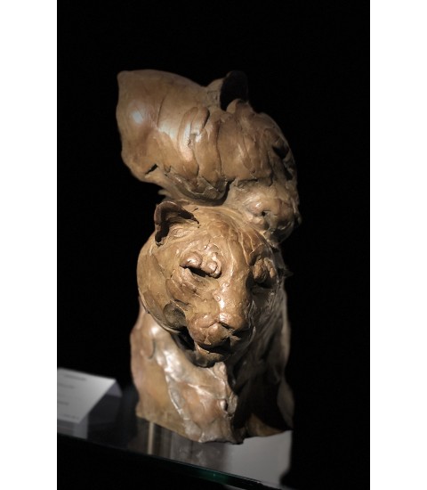 "Léchouille" sculpture animalière bronze par Jean-Marc Bodin pour Animal Art Gallery Paris
