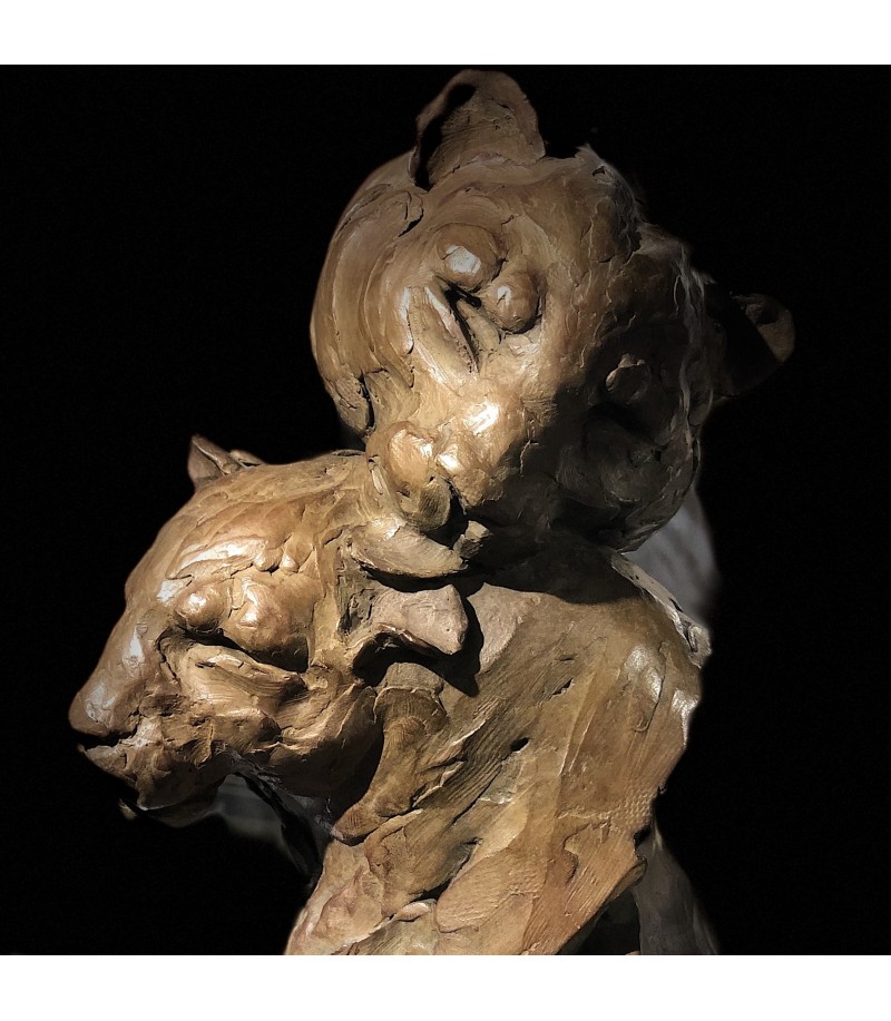 "Léchouille" sculpture animalière bronze par Jean-Marc Bodin pour Animal Art Gallery Paris