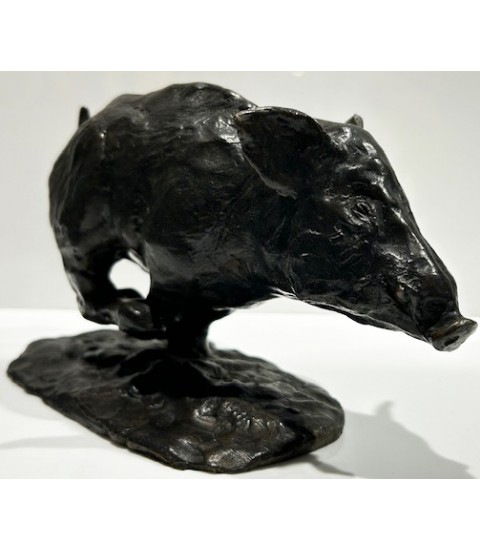 Sculpture sanglier courant en Bronze par Marie-Jöelle Cédat pour Animal Art Gallery Paris