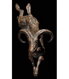 BASE JUMPER (aoudad), sculpture en bronze d'un mouflon, par Mick Doellinger pour Animal Art Gallery Paris