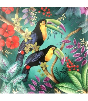 Les toucans oeuvre sur porcelain réalisée par Aude de Boisjan pour Animal Art Gallery Paris
