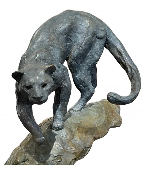 Puma en bronze par Jean-Marc Bodin pour Animal Art Gallery Paris