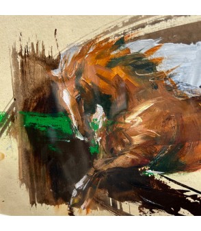 En liberté. Cheval de course par Hubert de Watrigant pour Animal Art Gallery Paris
